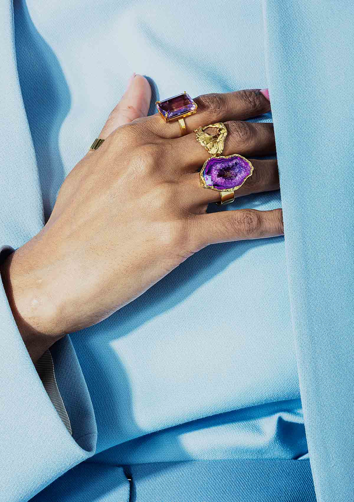 CANDY ROCK RING LILLA AMETYST FORGYLDT
