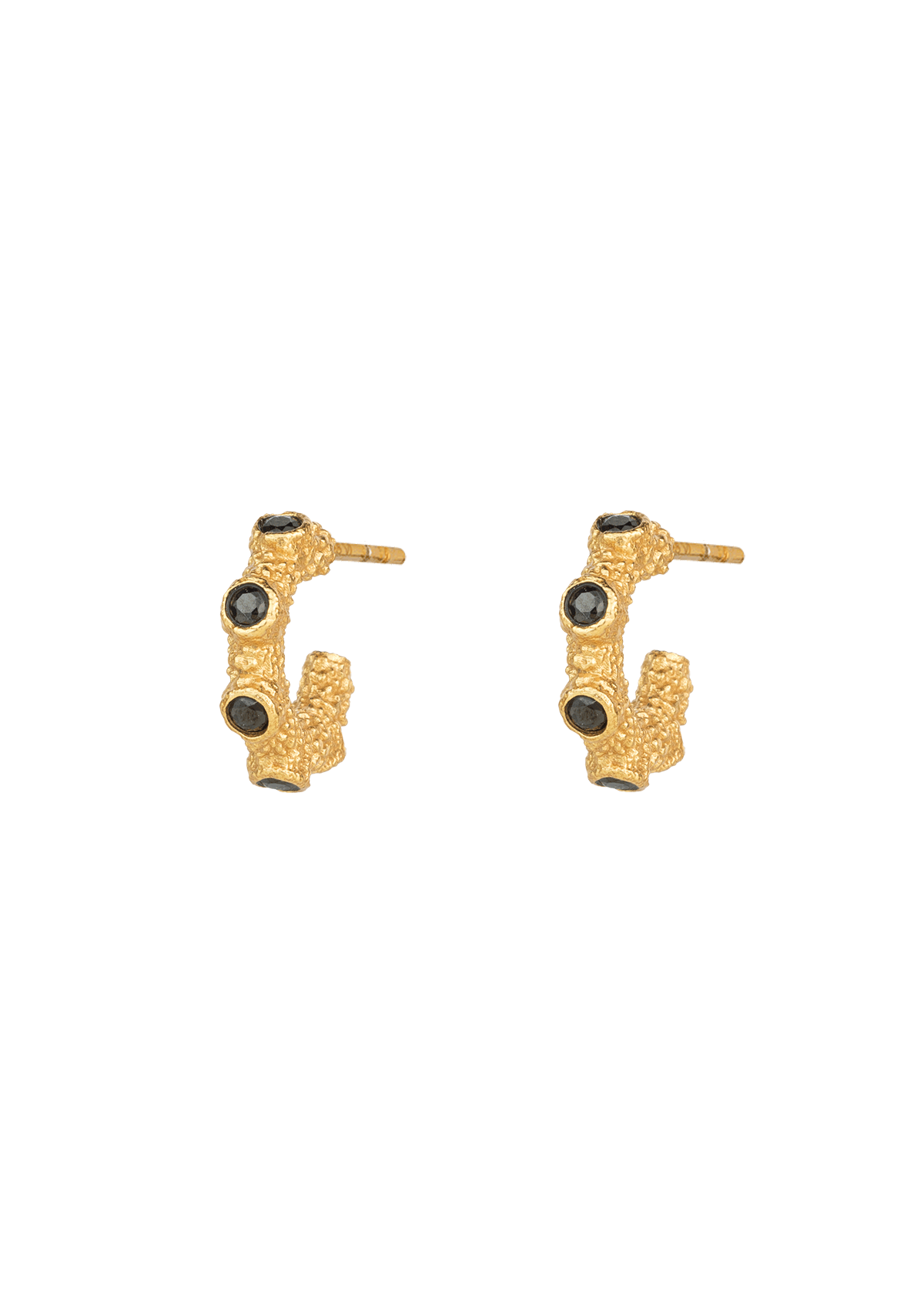 ISLE HAZE HOOP ØRERINGE BLACK FORGYLDT