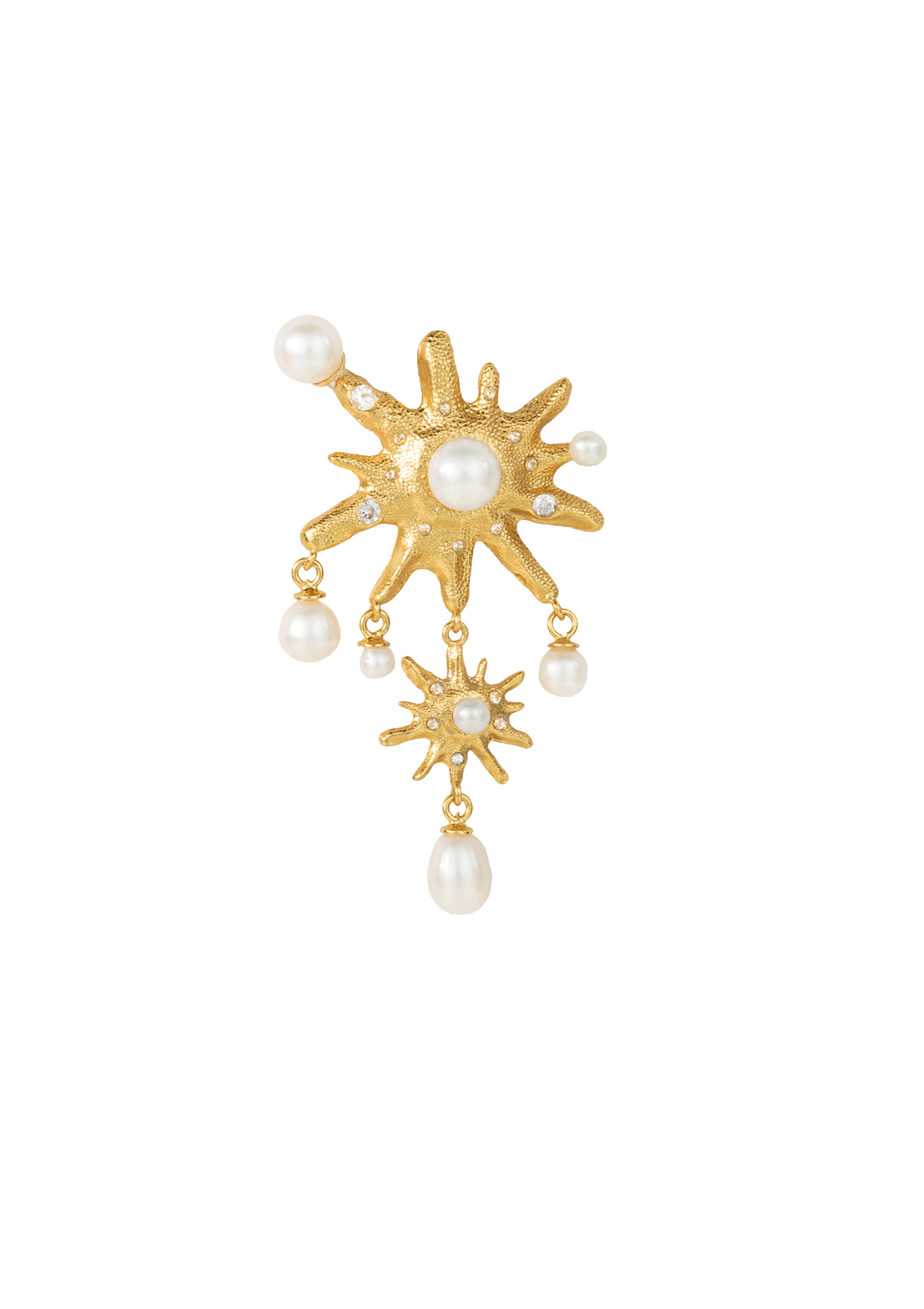 TETHY'S EARRINGS GILDED SINGLE HVID FORGYLDT