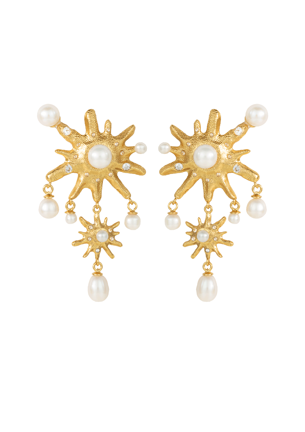 TETHYS ØRERINGE HVID FORGYLDT