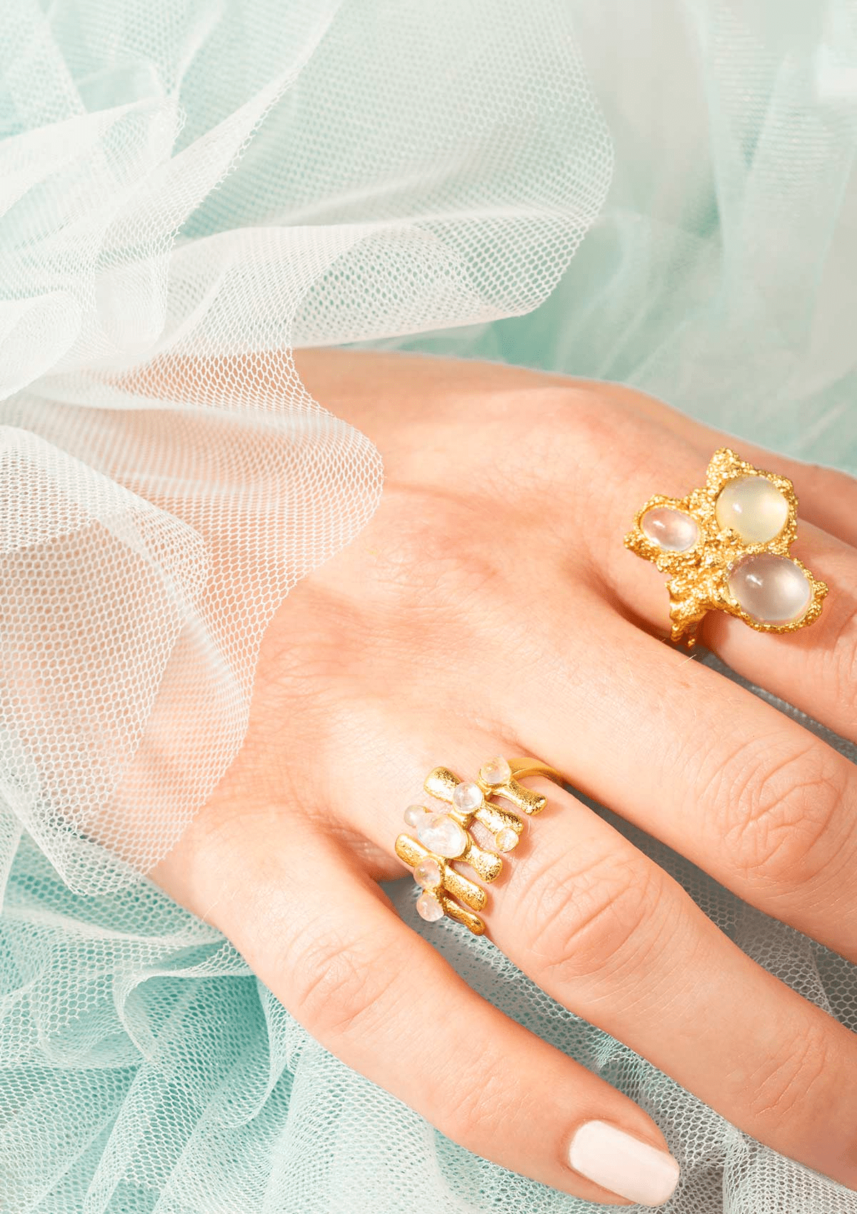 MOONSHINE BAY RING MÅNESTEN MOONSTONE FORGYLDT