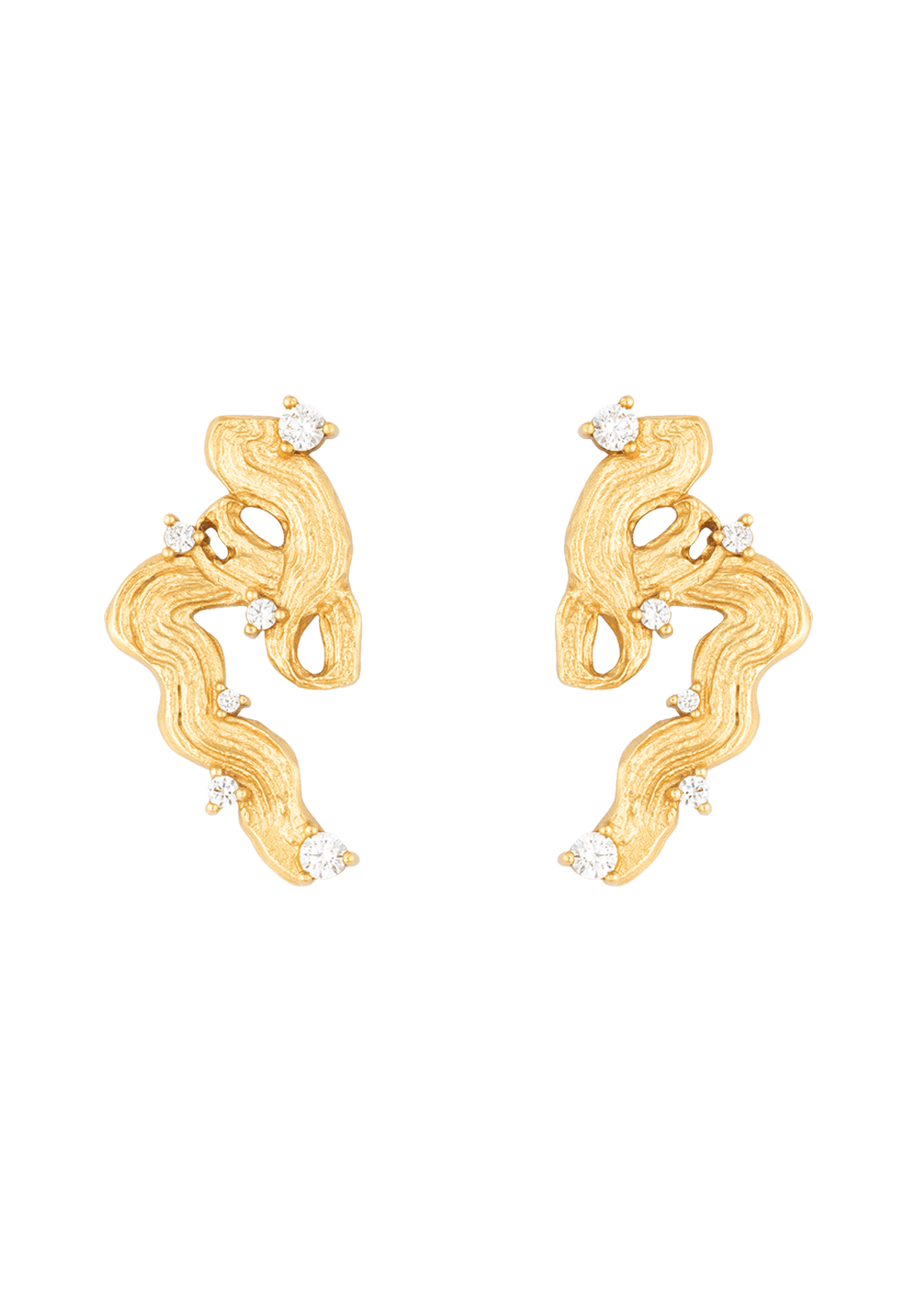 IMPASTO SWIRL ØRERINGE HVID FORGYLDT