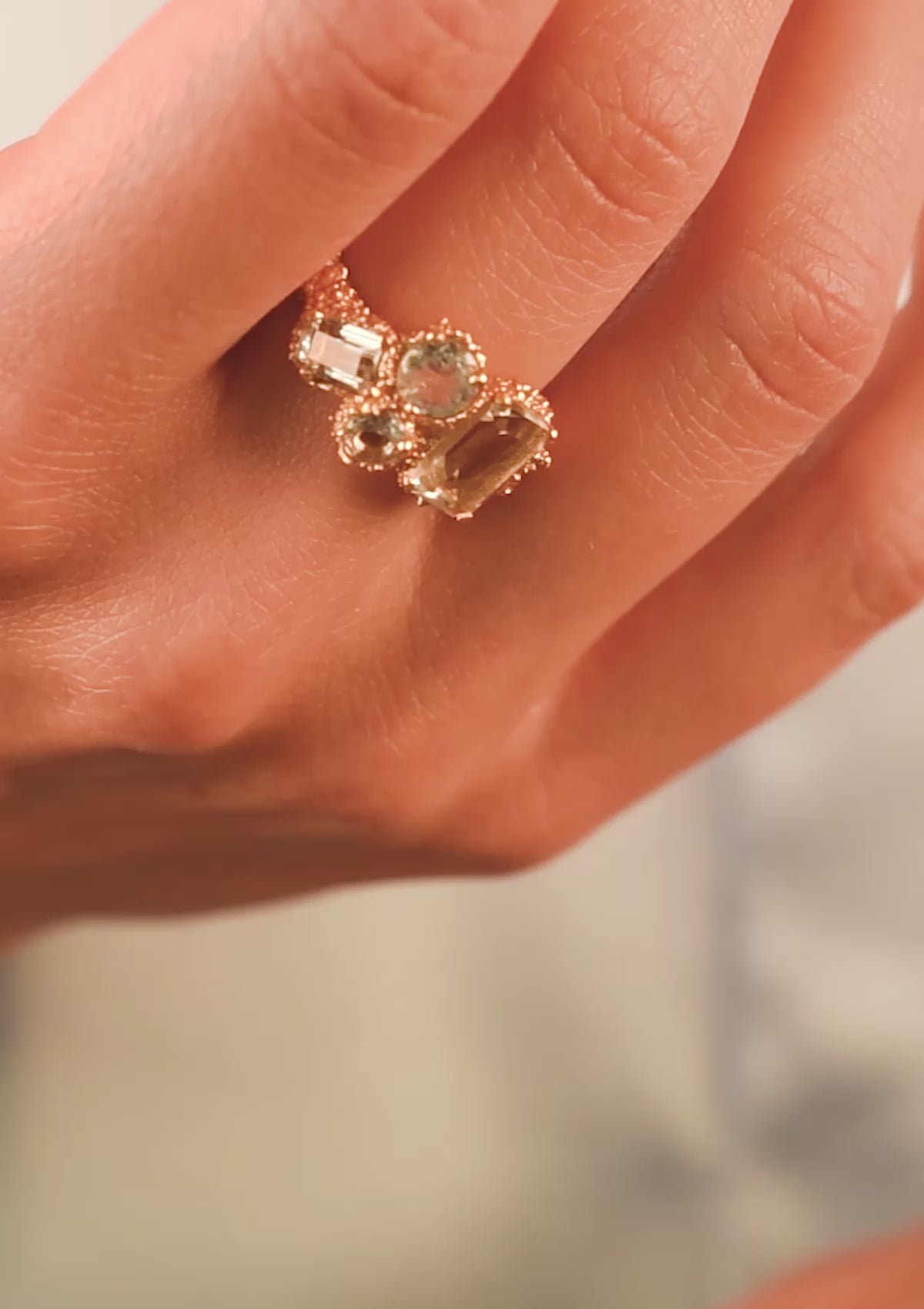 AMETHYST POND RING GRØN AMETYST FORGYLDT